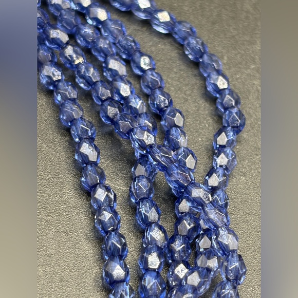 Multi Strand Blue Beaded Faux Gemstone Pendant Choker Necklace, Jewelry Gifts - Picture 6 of 12